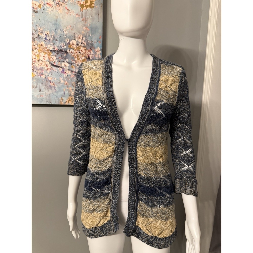 Vintage Coldwater Creek Open Weave Crochet Cardigan‎ Women's Sz 8 Boho Festival